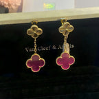 [Demo]NEW CLOVER 2 MOTIF PINK ENAMEL EARRINGS