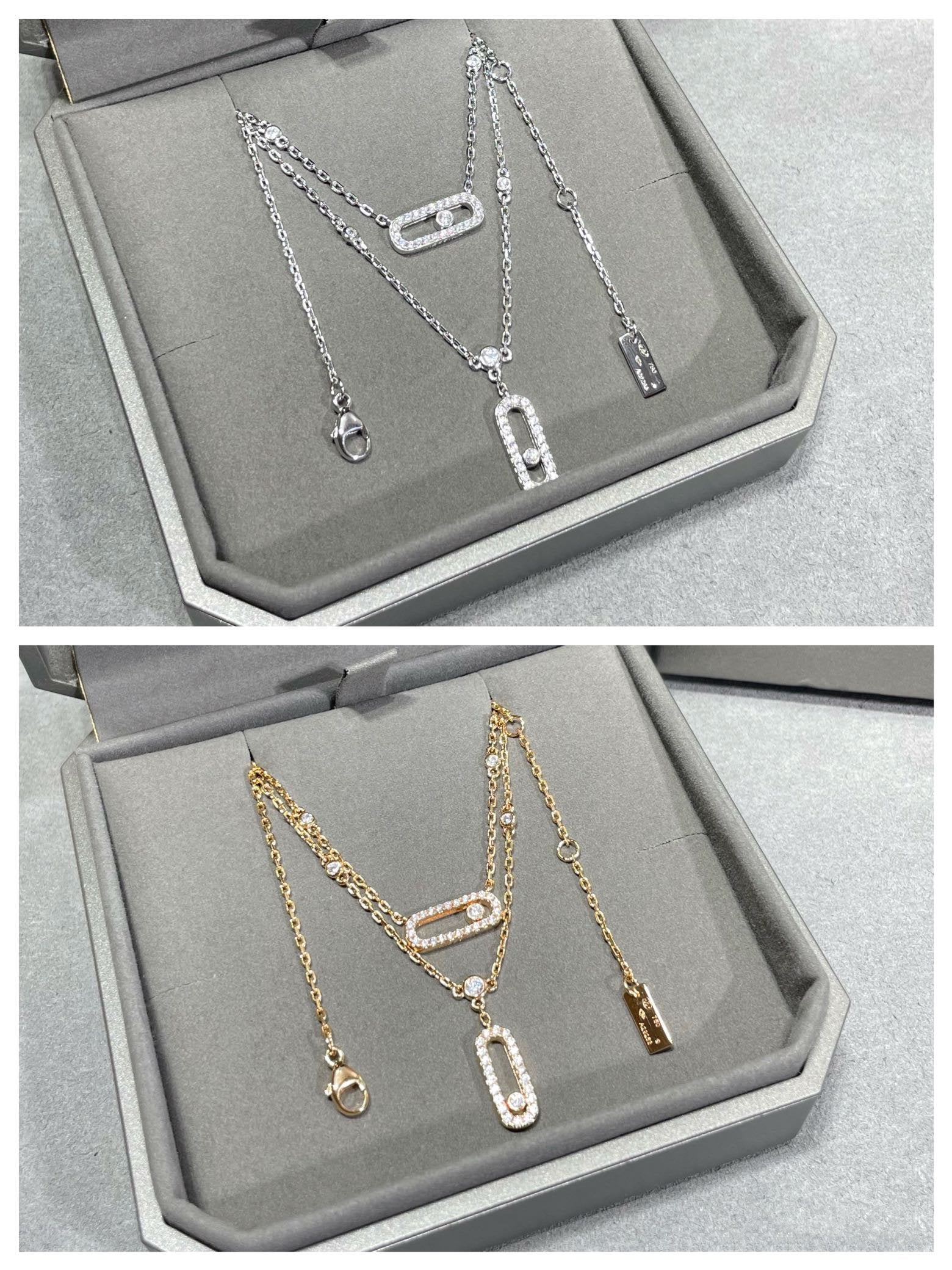 [Twinkle ]MOVE 2 ROW DIAMOND NECKLACE