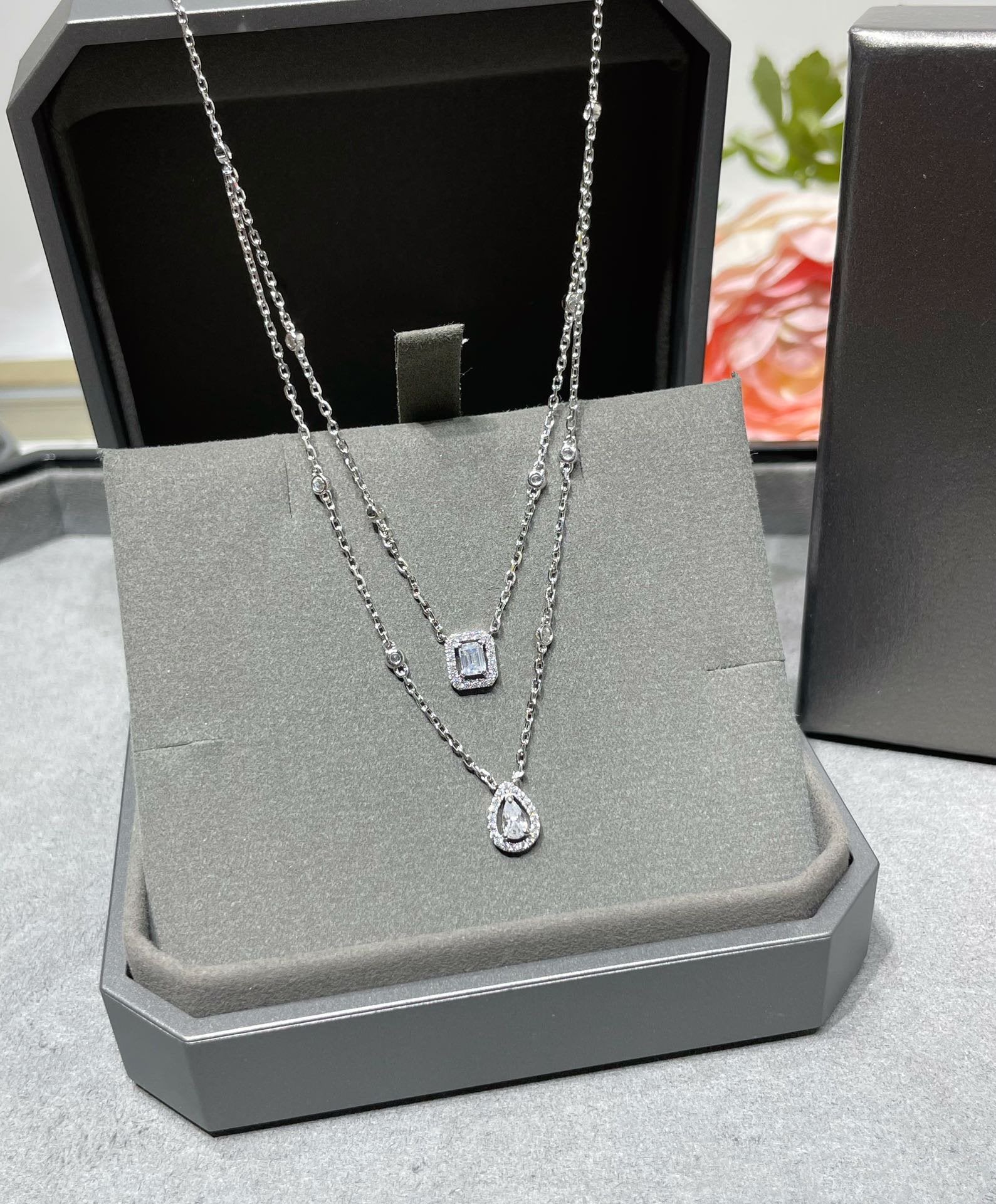 [Twinkle ]MY TWIN 2 ROW DIAMOND NECKLACE