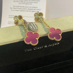 [Demo]NEW CLOVER 2 MOTIF PINK ENAMEL EARRINGS