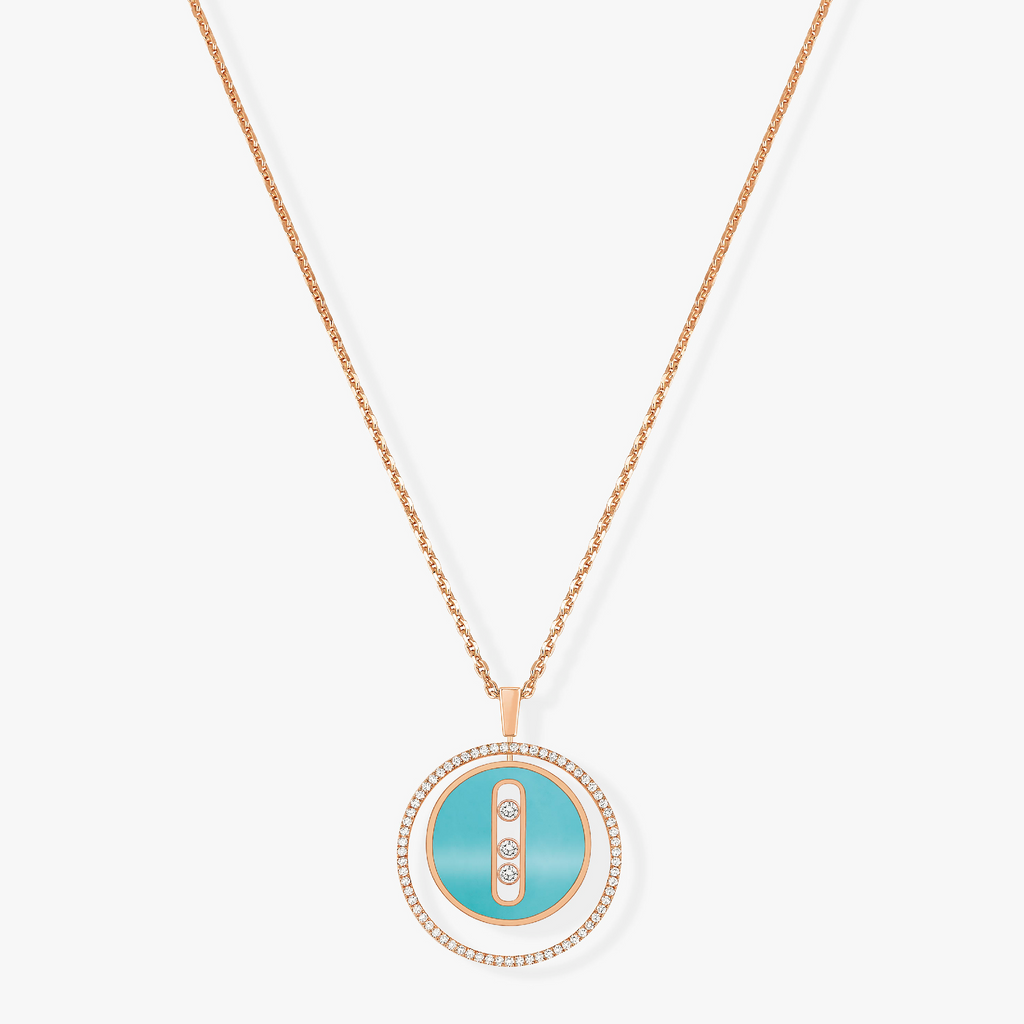[Twinkle ]Twinkle MOVE 3 DIAMONDS TURQUOISE PINK GOLD DIAMOND NECKLACE