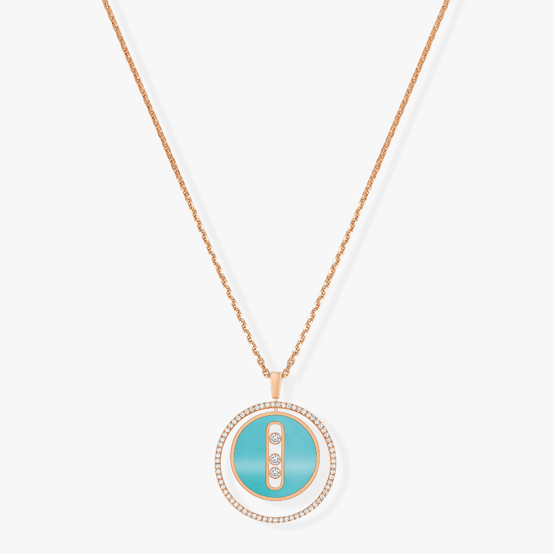 [Twinkle ]Twinkle MOVE 3 DIAMONDS TURQUOISE PINK GOLD DIAMOND NECKLACE