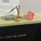 [Demo]NEW CLOVER 15MM PINK ENAMEL STUD EARRINGS