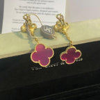 [Demo]NEW CLOVER 2 MOTIF PINK ENAMEL EARRINGS