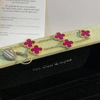 [Demo]NEW CLOVER 5 MOTIFS PINK ENAMEL BRACELET