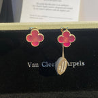 [Demo]NEW CLOVER 15MM PINK ENAMEL STUD EARRINGS