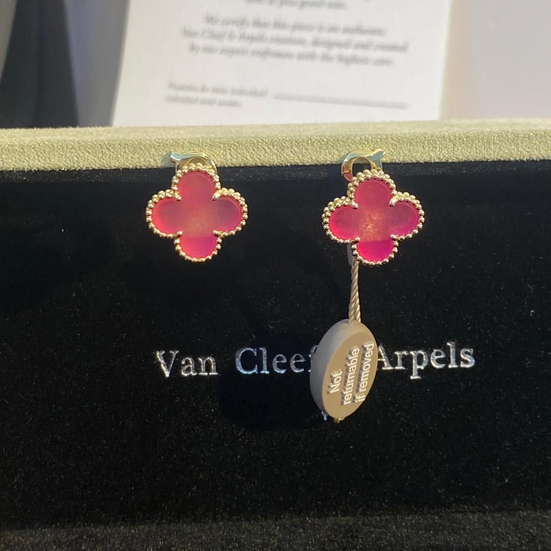 [Demo]NEW CLOVER 15MM PINK ENAMEL STUD EARRINGS