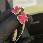 [Demo]NEW CLOVER 15MM PINK ENAMEL STUD EARRINGS