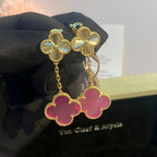 [Demo]NEW CLOVER 2 MOTIF PINK ENAMEL EARRINGS