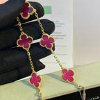 [Demo]NEW CLOVER 5 MOTIFS PINK ENAMEL BRACELET