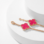 [Demo]NEW CLOVER 10 MOTIFS PINK ENAMEL NECKLACE