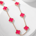 [Demo]NEW CLOVER 10 MOTIFS PINK ENAMEL NECKLACE