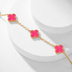 [Demo]NEW CLOVER 10 MOTIFS PINK ENAMEL NECKLACE