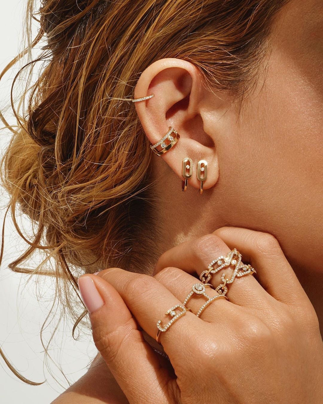 [Twinkle ]CREOLES MOVE UNO MINI 1 DIAMOND EARRINGS