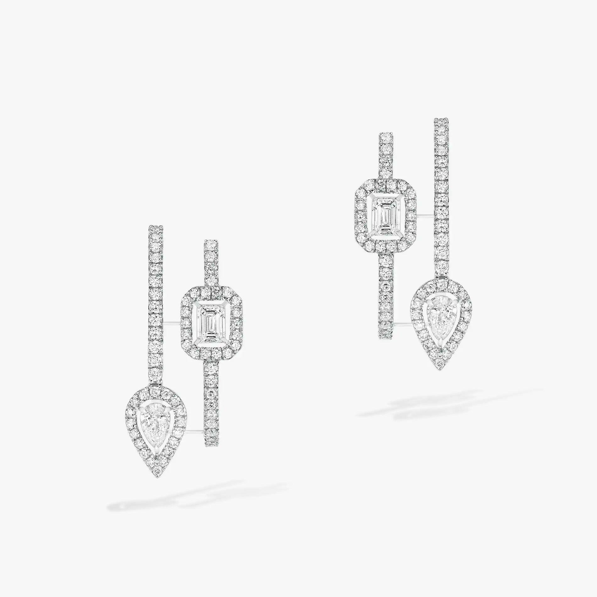 [Twinkle ]CREOLES MY TWIN 2 RANGS SILVER DIAMOND EARRINGS