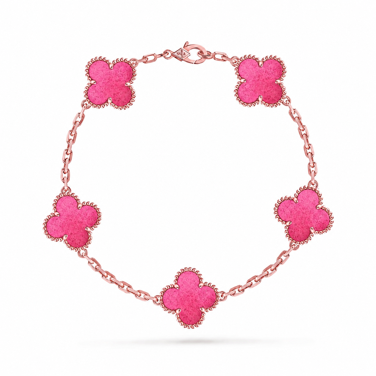[Demo]NEW CLOVER 5 MOTIFS PINK ENAMEL BRACELET