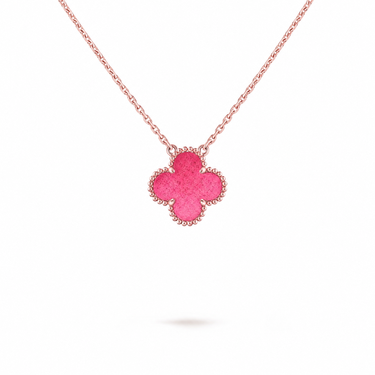 [Demo] NEW CLOVER 15MM PINK ENAMEL NECKLACE