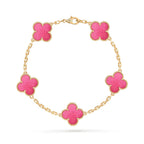 [Demo]NEW CLOVER 5 MOTIFS PINK ENAMEL BRACELET