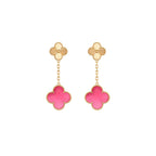 [Demo]NEW CLOVER 2 MOTIF PINK ENAMEL EARRINGS
