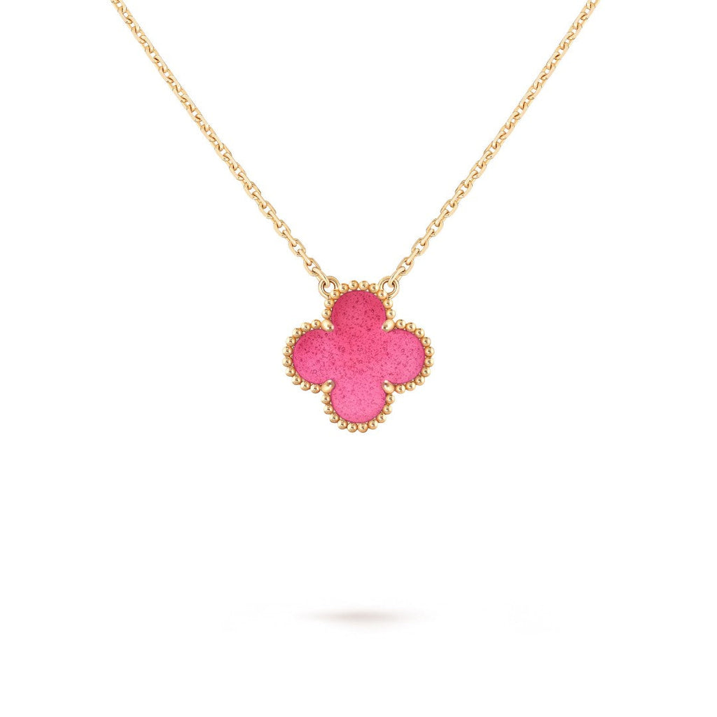 [Demo] NEW CLOVER 15MM PINK ENAMEL NECKLACE