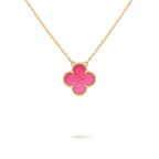[Demo] NEW CLOVER 15MM PINK ENAMEL NECKLACE