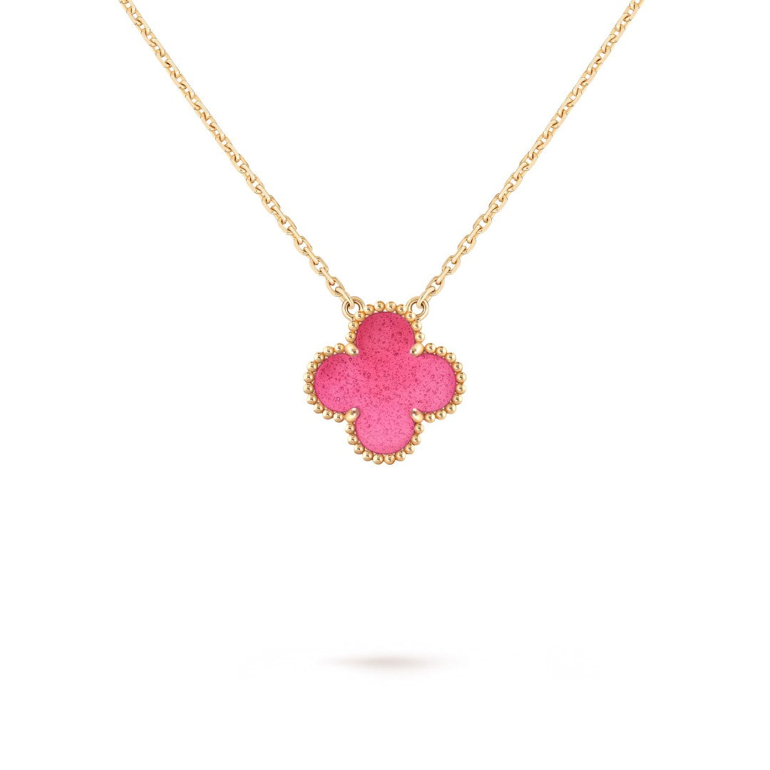 [Demo] NEW CLOVER 15MM PINK ENAMEL NECKLACE