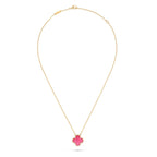 [Demo] NEW CLOVER 15MM PINK ENAMEL NECKLACE