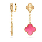 [Demo]NEW CLOVER 2 MOTIF PINK ENAMEL EARRINGS