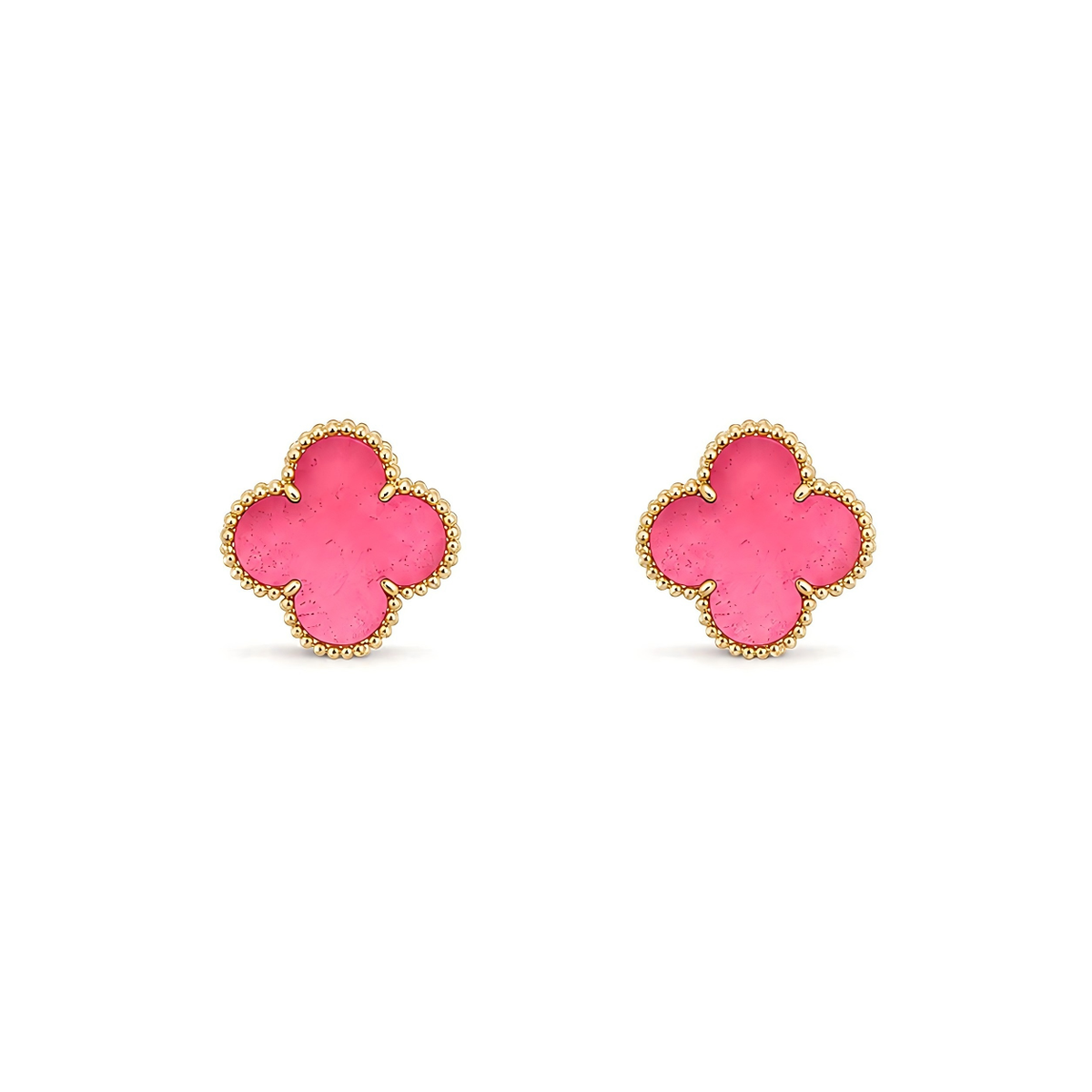 [Demo]NEW CLOVER 15MM PINK ENAMEL STUD EARRINGS
