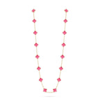 [Demo] NEW CLOVER 20 MOTIFS PINK ENAMEL NECKLACE