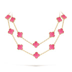 [Demo] NEW CLOVER 20 MOTIFS PINK ENAMEL NECKLACE