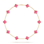 [Demo]NEW CLOVER 10 MOTIFS PINK ENAMEL NECKLACE