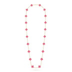 [Demo] NEW CLOVER 20 MOTIFS PINK ENAMEL NECKLACE