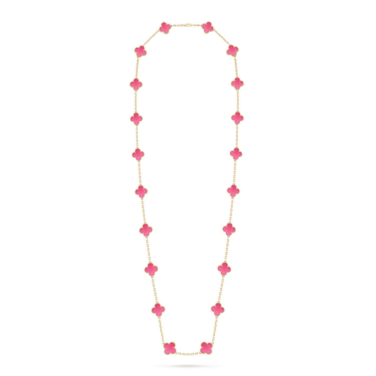 [Demo] NEW CLOVER 20 MOTIFS PINK ENAMEL NECKLACE