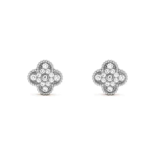 ¡®Twinkle jewelry¡¯CLOVER 1 MOTIFS DIAMOND STUD EARRINGS SILVER