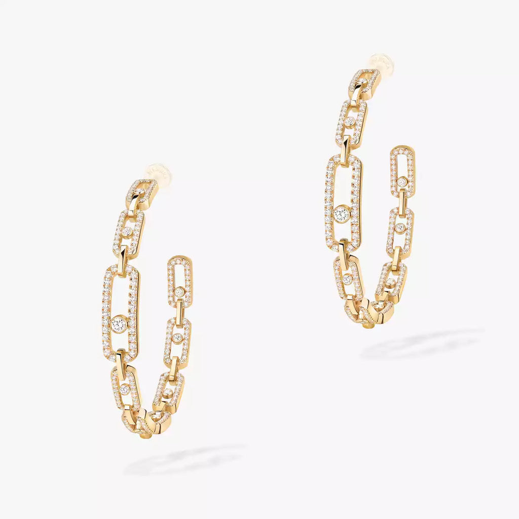 [[Twinkle ]Move Link Diamond Hoop Earrings