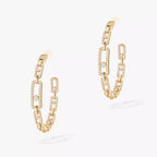 [[Twinkle ]Move Link Diamond Hoop Earrings