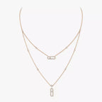 [Twinkle ]2 Rows Rose Gold Diamond Pave_ Necklace Move Uno
