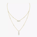 [Twinkle ]2 Rows Rose Gold Diamond Pave_ Necklace Move Uno