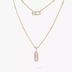 [Twinkle ]2 Rows Rose Gold Diamond Pave_ Necklace Move Uno