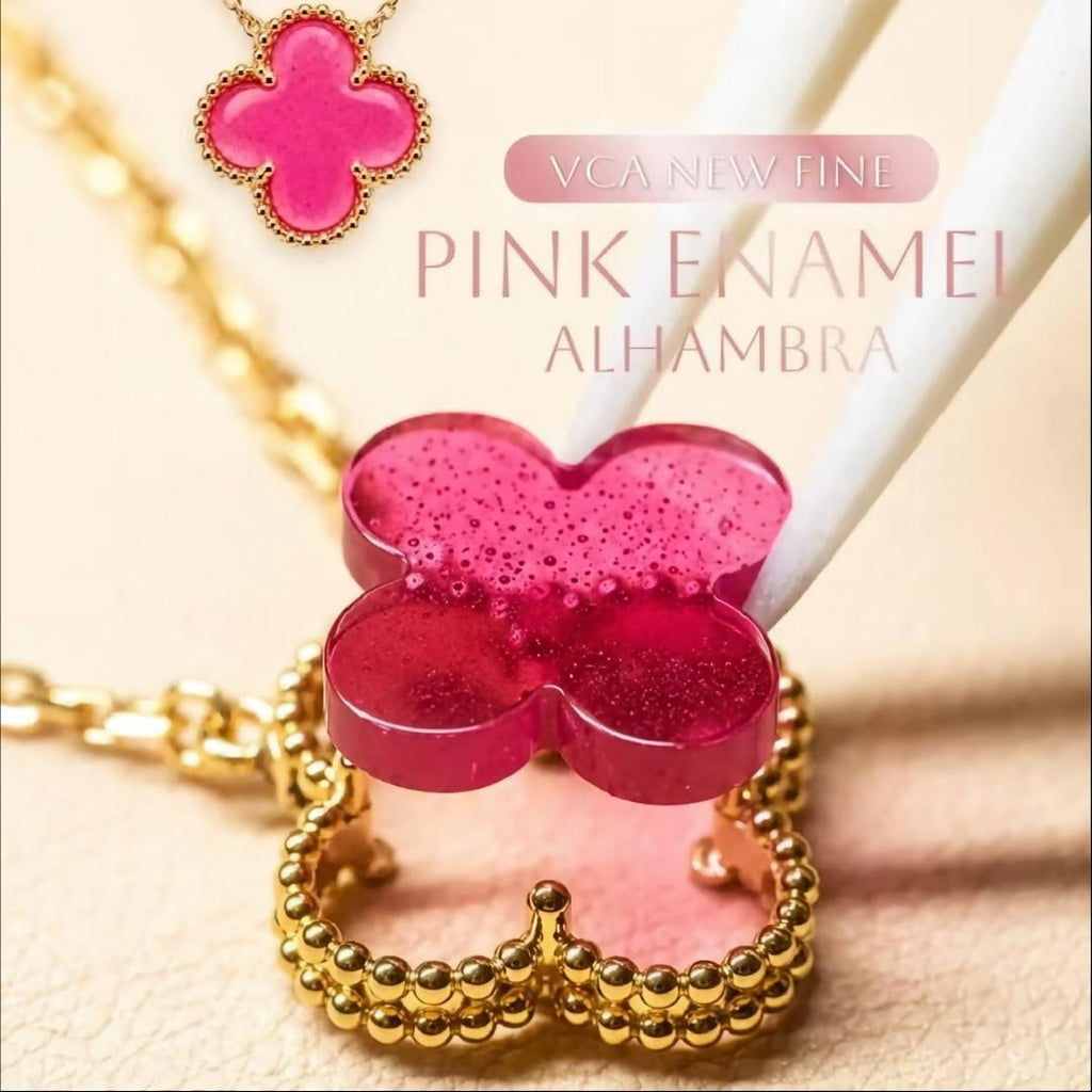[Demo] NEW CLOVER 15MM PINK ENAMEL NECKLACE