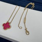 [Demo] NEW CLOVER 15MM PINK ENAMEL NECKLACE