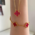 [Demo] NEW CLOVER 15MM PINK ENAMEL NECKLACE