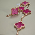 [Demo]NEW CLOVER 5 MOTIFS PINK ENAMEL BRACELET