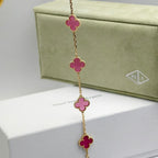 [Demo]NEW CLOVER 5 MOTIFS PINK ENAMEL BRACELET