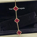 [Demo]NEW CLOVER 5 MOTIFS PINK ENAMEL BRACELET