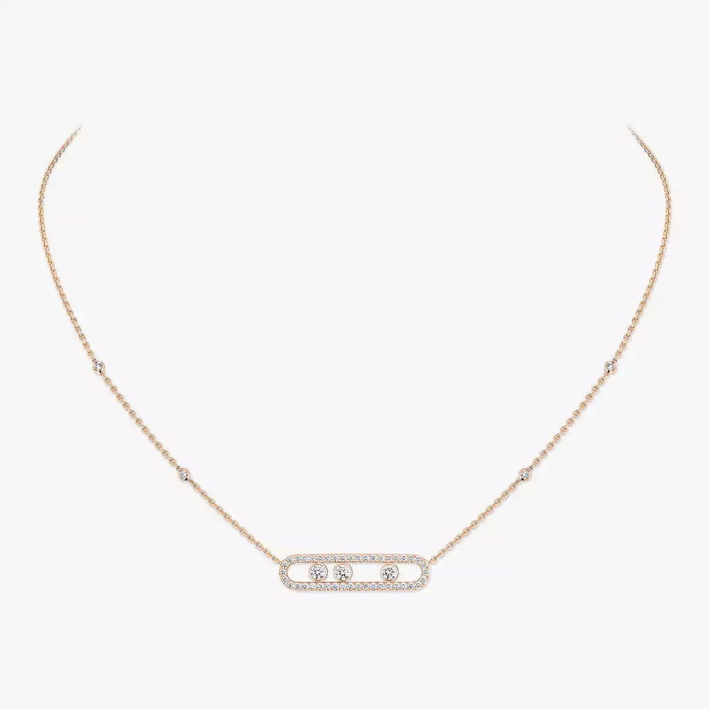 [Twinkle ] Move Pave_ Rose Gold Diamond Necklace