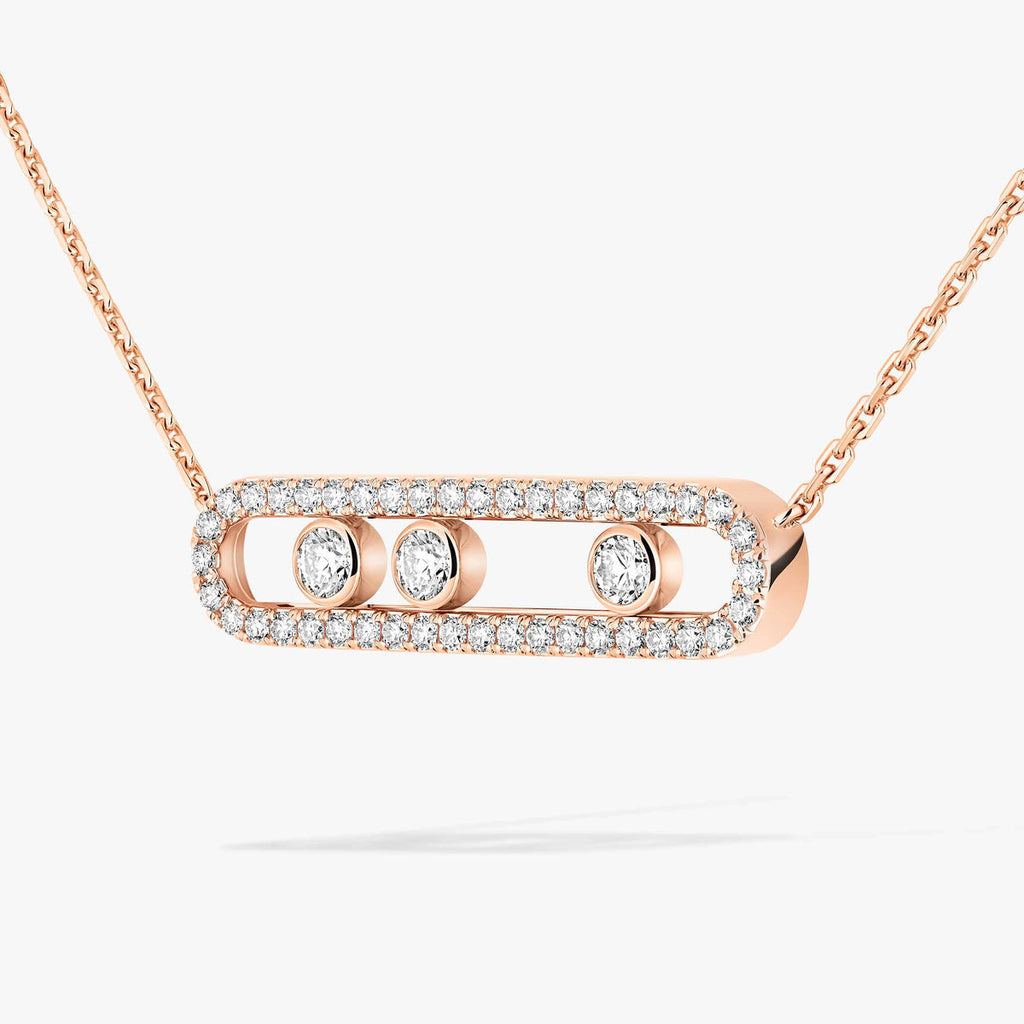 [Twinkle ] Move Pave_ Rose Gold Diamond Necklace